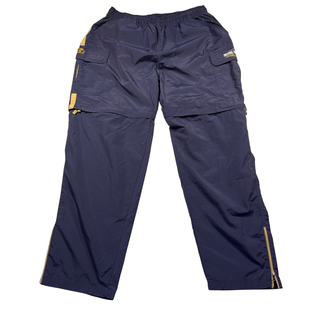 Vintage 90s Starter Notre Dame Fighting Irish Convertible Track Pants Navy L